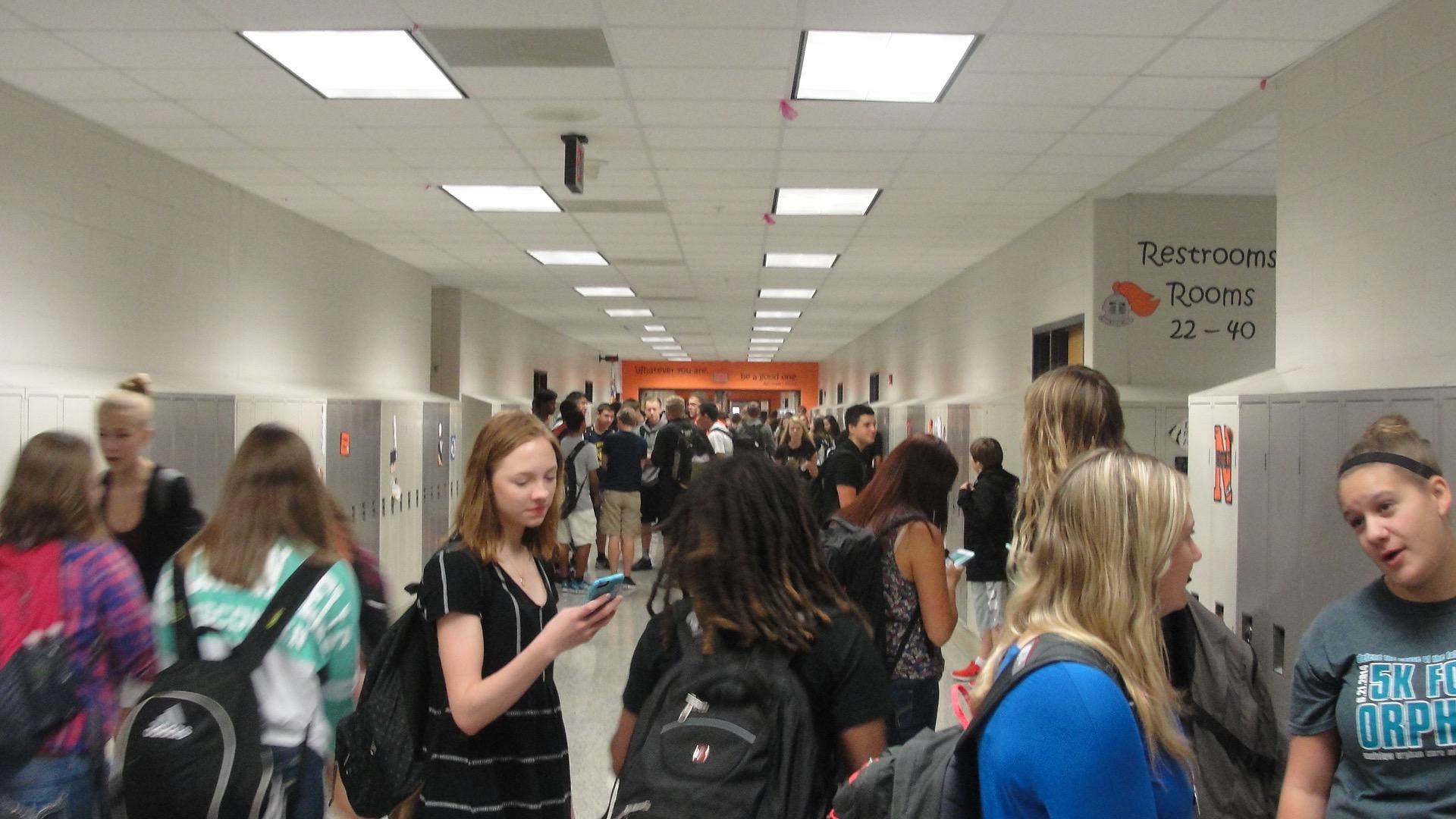 The senior hallway is filled with student before the first bell rings. (Sept. 21-25)