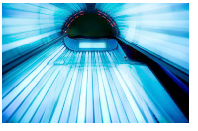 An inside view of a tanning bed.