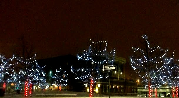 Holiday lights in Uptown Normal