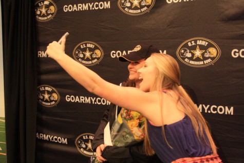 Ashlyn Martin (12) and Melody Brewster (12) take a selfie together to remember Ashlyn's ceremony.