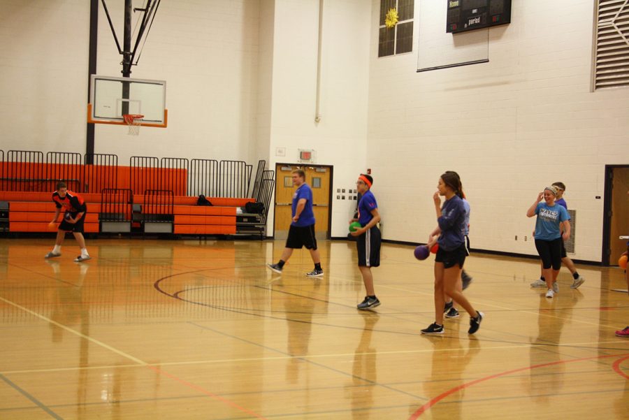 Mrs. Lopezs team gets focused into the game to try and get opponents out. 