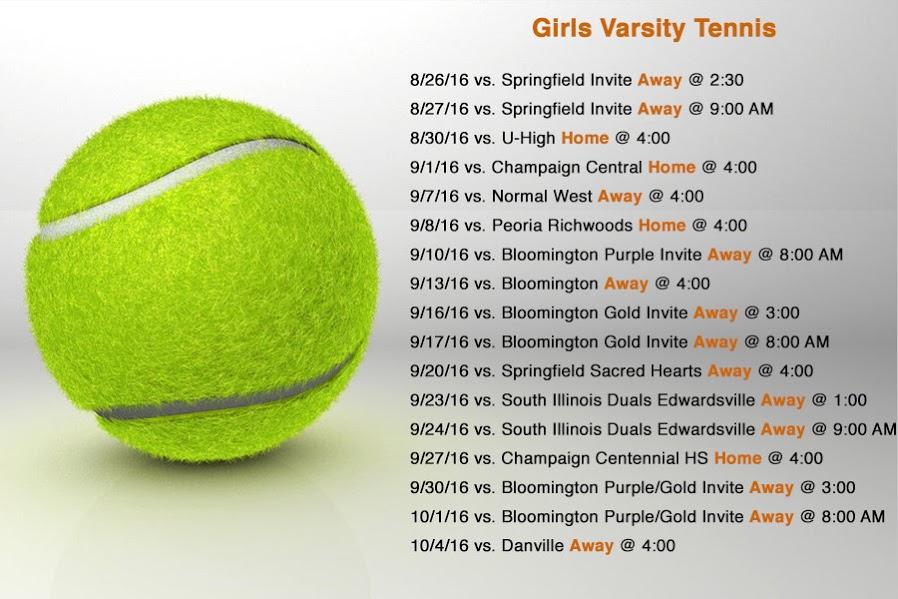 Varsity Tennis schedule