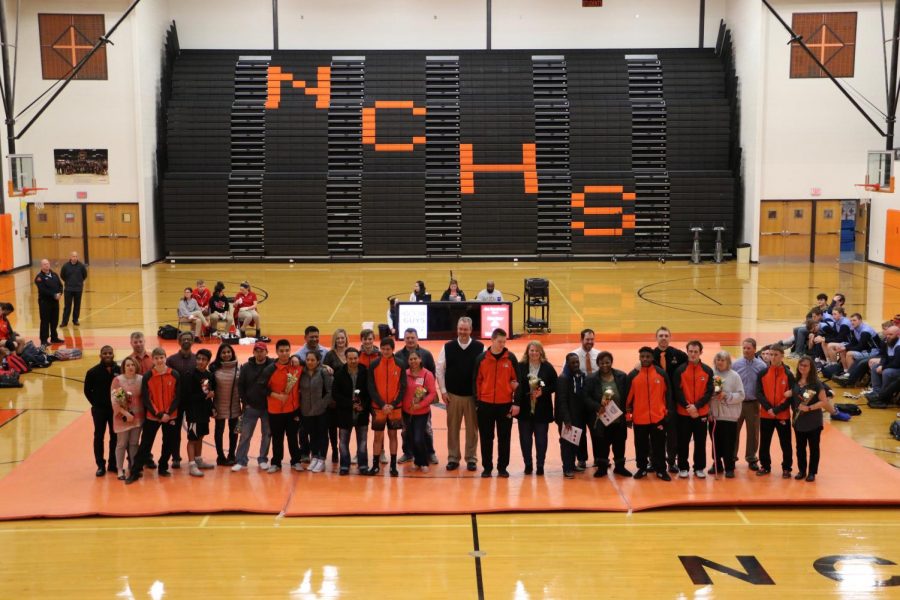 The wrestling team celebrated senior night Tuesday, Jan 28, with festivities before and after a meet versus Olympia. 