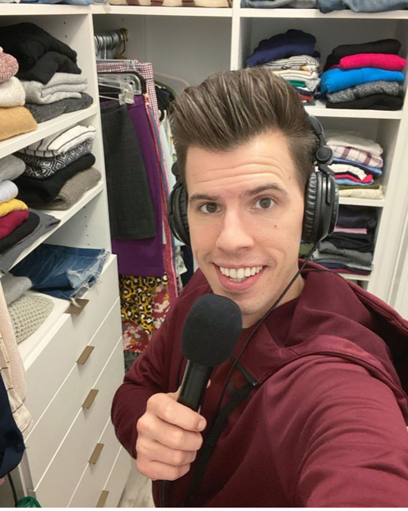 MIX host Chris Petlak on air from his wifes closet during the Illinois Stay at Home order