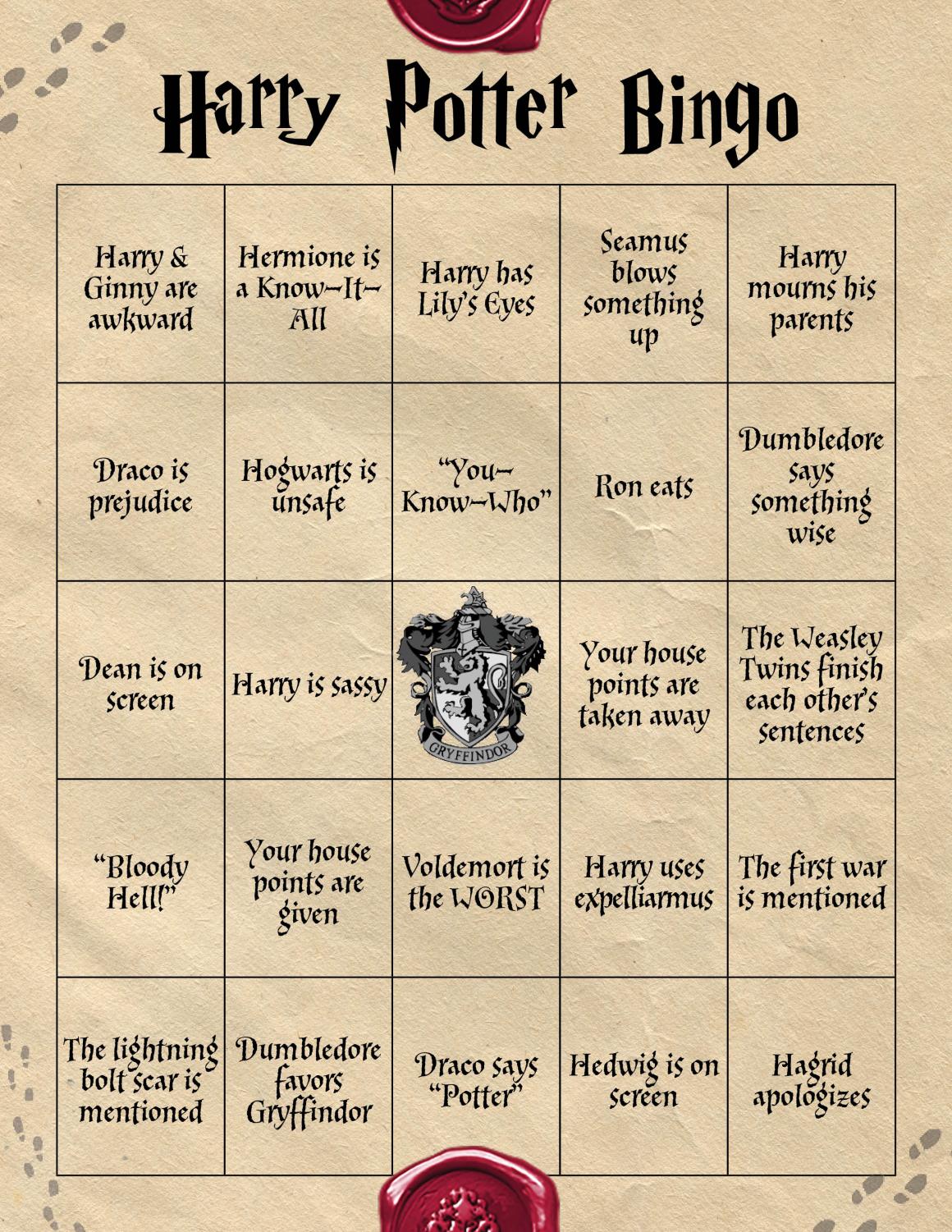 Harry Potter Bingo (free printable)
