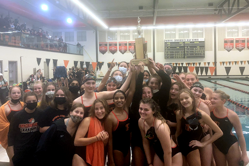 The Lady Iron swimming and diving team finished 1st in the Intercity meet -- nine points ahead of Normal West.