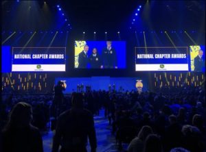 FFA and Diversity Committee members Lanah Collins and Drexel Douglass accepted Community’s Three Star Chapter award at the FFA National Convention.