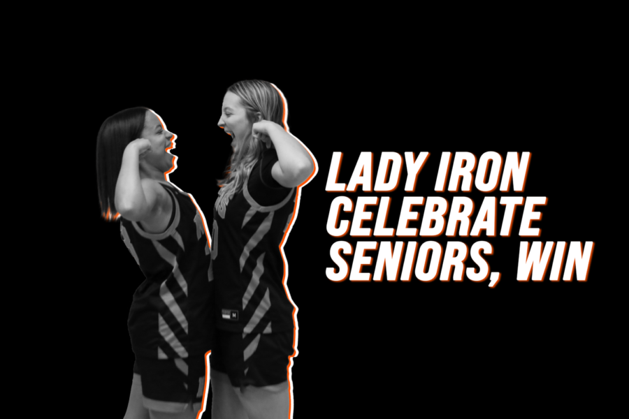 Lady Iron basketball celebrate win, seniors