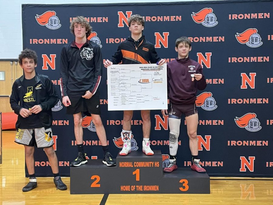 After winning his opening match in the State Tournament on Thursday, sophomore Caden Corrells 48 wins currently stand as the wrestling programs season-single win record. 