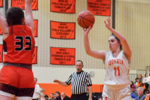 Giana Rawlings continued to pad the schools three-point record on Thursday night, hitting three more shots from range in the Irons Regional title win. 
Photo Courtesty: Mr. Jeff Christopherson