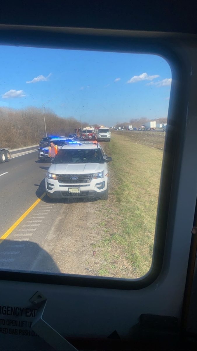 Commnuity students spent several hours on the side of Interstate 80 after the bus accident, waiting for paramedics to check out students and a replacement bus to arrive.