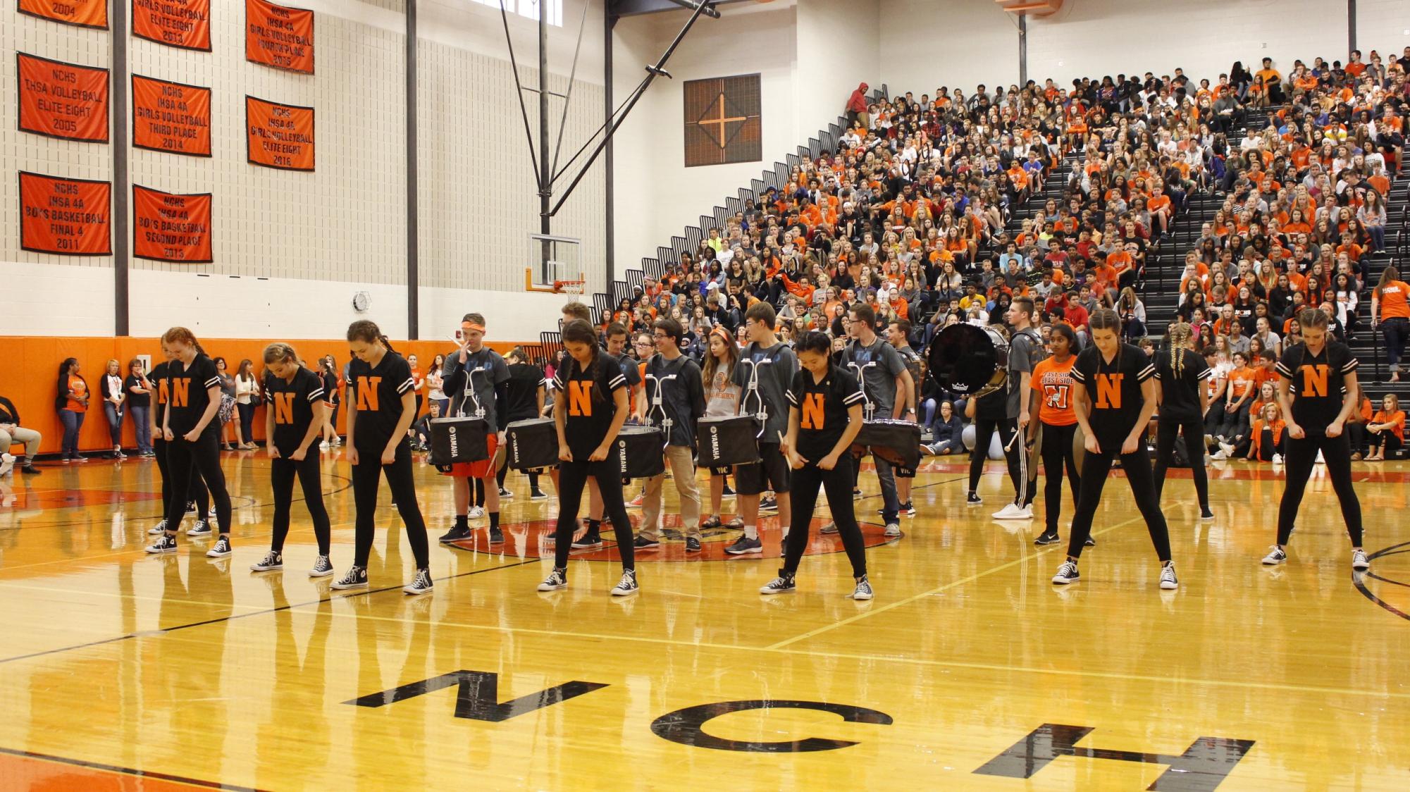 2017's Homecoming assemblu featured performances by the marching band, the cheer team, the dance team and drumline; a variety of student games and recognition of the Homecoming court. 