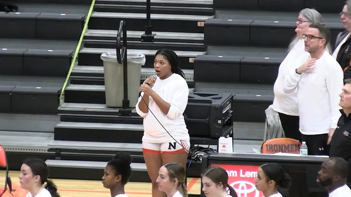 Senior Armoni Conner performed the national anthem for the third straight  Ironmen girls basketball Senior Night game. 