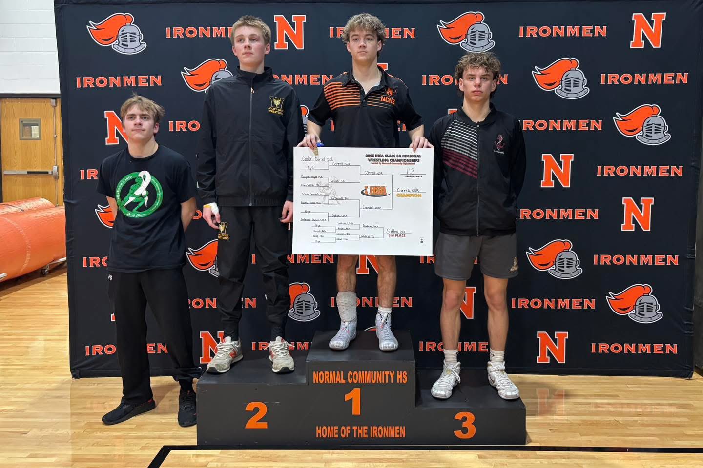 Caden Corell was one of two Ironmen to take home a regional championship in his weigh class. 
Jaren Frankowiak took the podium in at 175 pounds, his first time advancing to sectionals.
Photo Courtesy of: Mr. Trevor Kaufman 