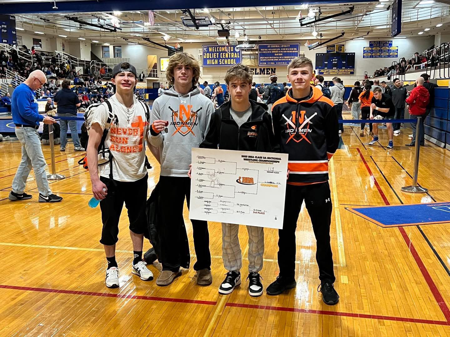 Seven Normal Community wrestlers competed at last weekends' Joliet Central Sectional, with four advancing to the IHSA State Finals in Champaign  Feb. 20-22
Photo Courtesy of: Mr. Trevor Kaufman