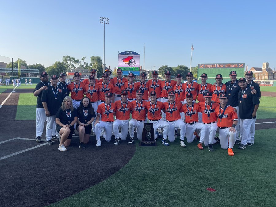 The Ironmen celebrate with the IHSA Class 4A third-place plaque after defeating Brother Rice 7-2, capping a program-best 37-5 season.

Photo Courtesy of: Ironmen Athletics dept. 