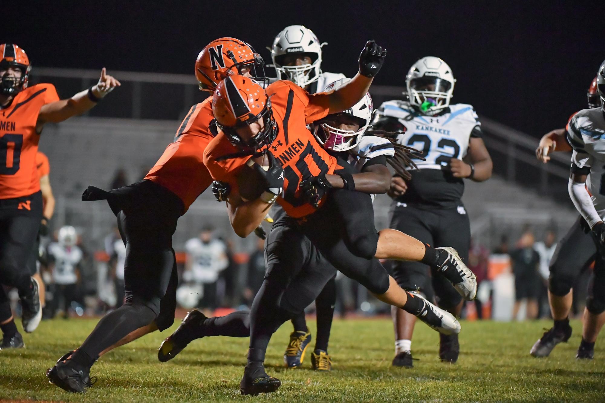Running back Cole Kretsinger's 111 yard, two touchdown peformance in the Ironmen’s 28-17 loss to Kankakee, put the senior at 478 rushing yards and six scores on the season.