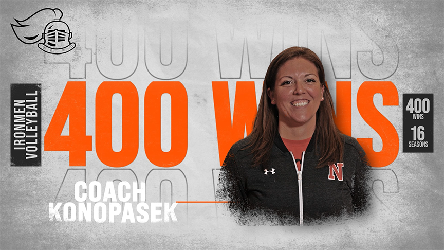 Ironmen volleball head coach Ms. Christine Konopasek recorded her 400th career victory Oct. 21 as the Ironmen closed their regular season with a 2-0 sweep over Danville.
[Photo Illustration]